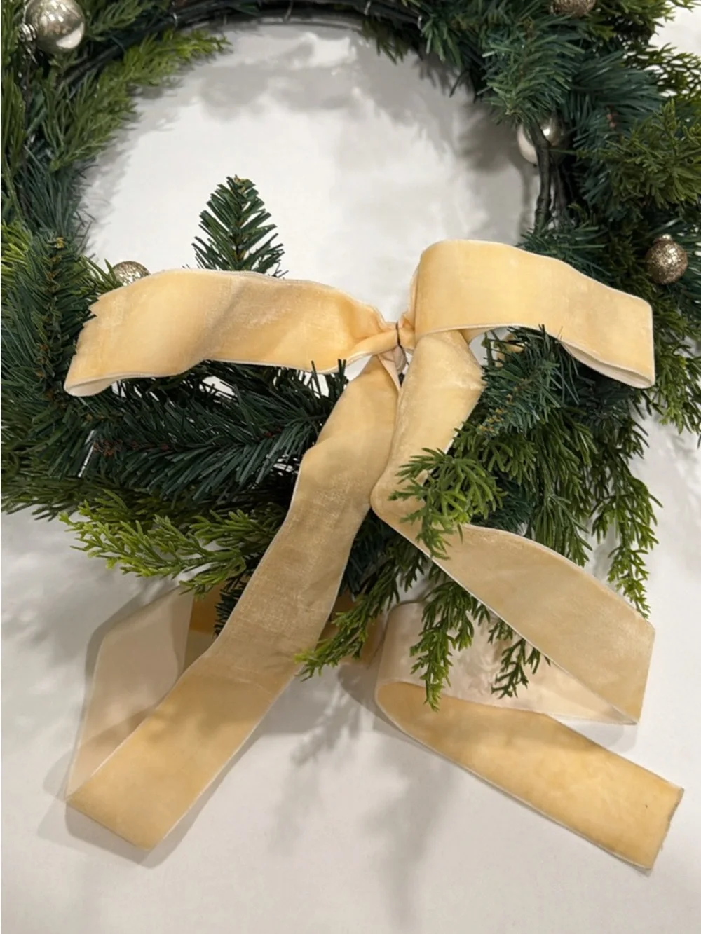 Classic Green Holiday Wreath with Gold Ribbon